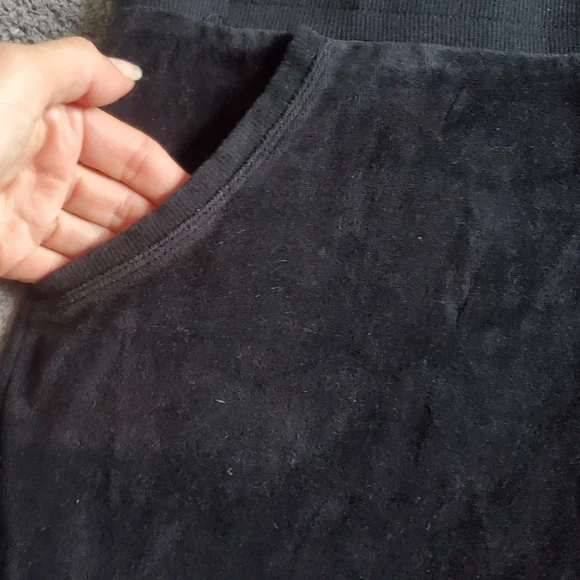 BEBE Black Velour With Rhinestone Y2K Hooded Dress Size M - Picture 7 of 12